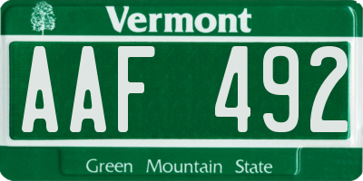 VT license plate AAF492