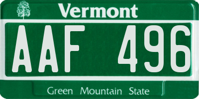 VT license plate AAF496