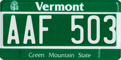 VT license plate AAF503