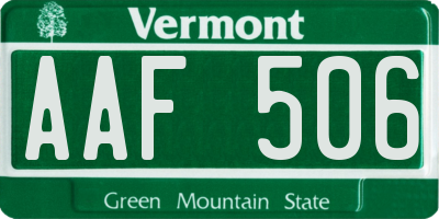 VT license plate AAF506