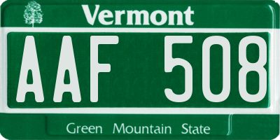 VT license plate AAF508