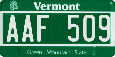 VT license plate AAF509