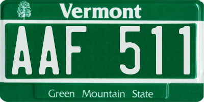 VT license plate AAF511