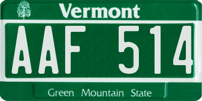 VT license plate AAF514