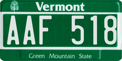 VT license plate AAF518