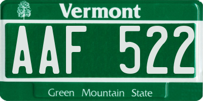 VT license plate AAF522