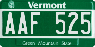 VT license plate AAF525