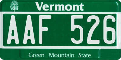 VT license plate AAF526