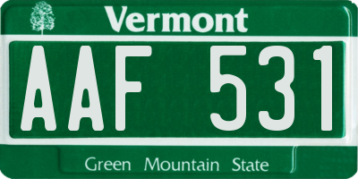 VT license plate AAF531