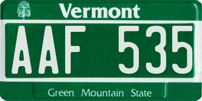 VT license plate AAF535