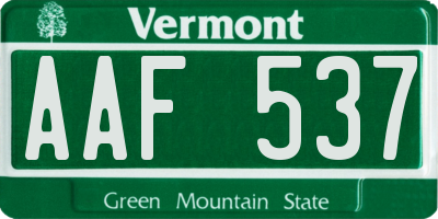 VT license plate AAF537