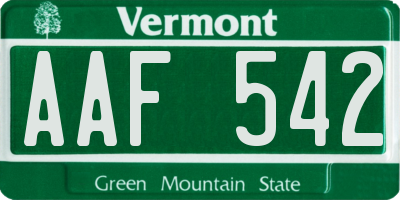 VT license plate AAF542