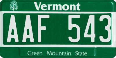VT license plate AAF543