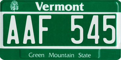 VT license plate AAF545