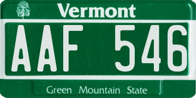 VT license plate AAF546