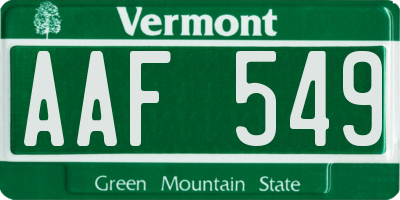 VT license plate AAF549