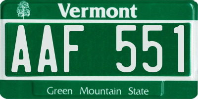 VT license plate AAF551