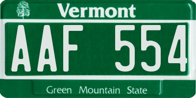 VT license plate AAF554