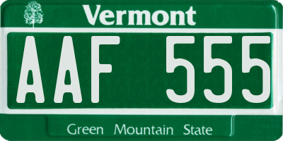 VT license plate AAF555