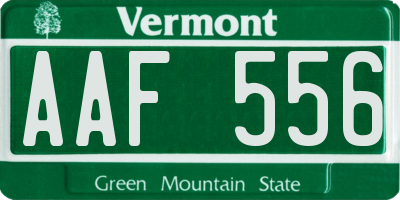 VT license plate AAF556