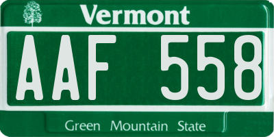 VT license plate AAF558