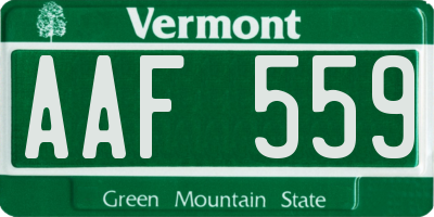 VT license plate AAF559