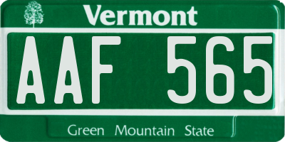 VT license plate AAF565