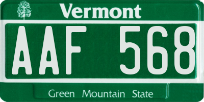 VT license plate AAF568