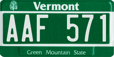 VT license plate AAF571