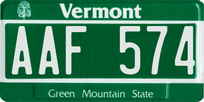 VT license plate AAF574