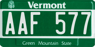 VT license plate AAF577