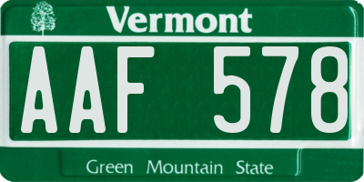 VT license plate AAF578