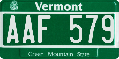 VT license plate AAF579