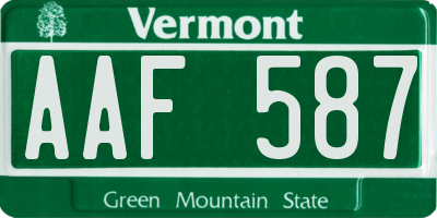 VT license plate AAF587