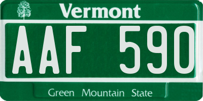VT license plate AAF590