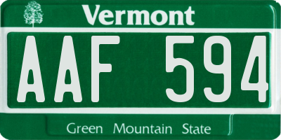 VT license plate AAF594