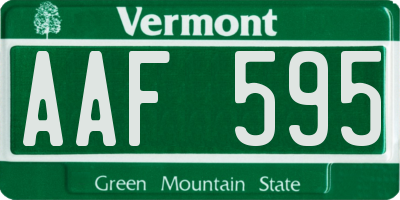 VT license plate AAF595