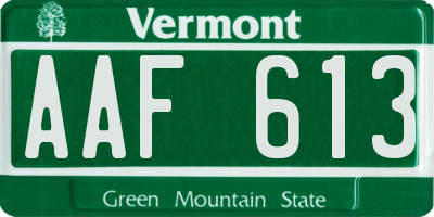 VT license plate AAF613