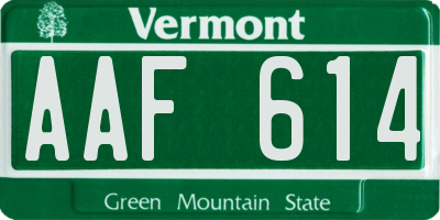 VT license plate AAF614