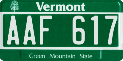 VT license plate AAF617