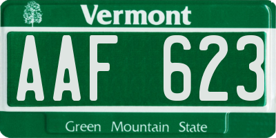 VT license plate AAF623
