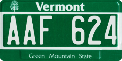 VT license plate AAF624