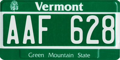 VT license plate AAF628