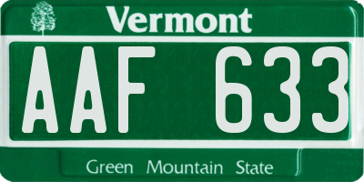 VT license plate AAF633