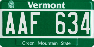 VT license plate AAF634