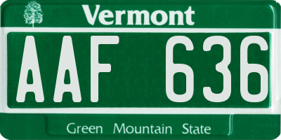 VT license plate AAF636