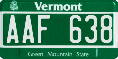 VT license plate AAF638