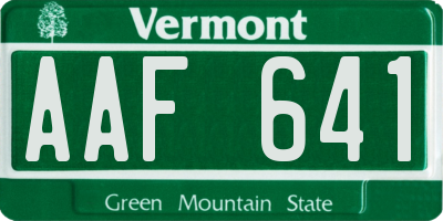 VT license plate AAF641