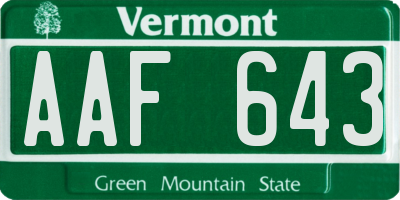 VT license plate AAF643