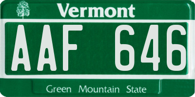 VT license plate AAF646